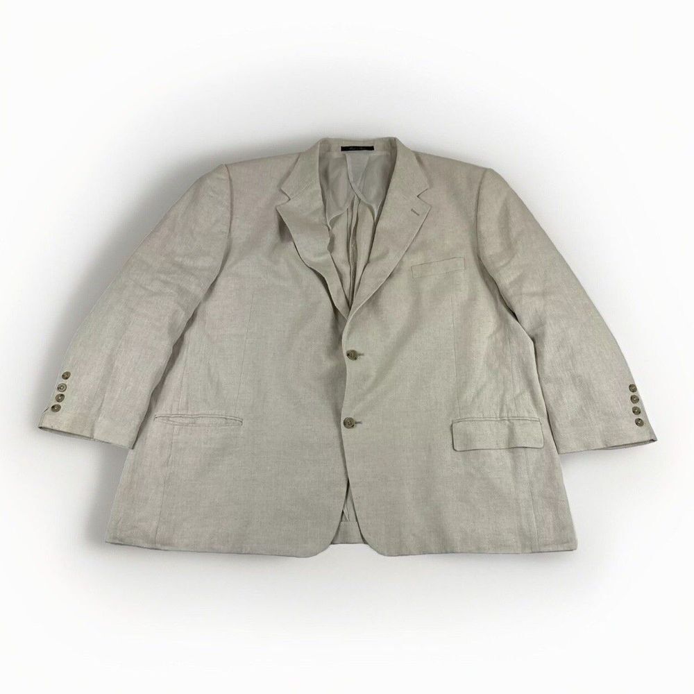 Linea Eden Linen Blazer Mens 2XB Beige 2‎ Button Sport Coat Dress Jacket Preppy